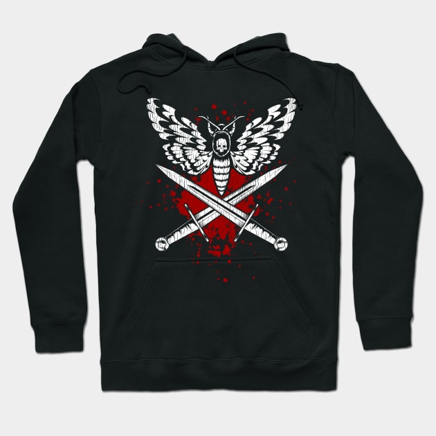 Crossed daggers with skull moth Hoodie by Modern Medieval Design